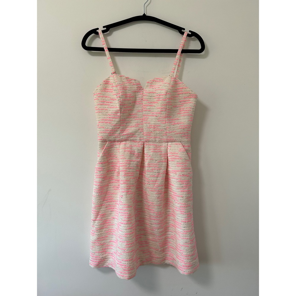 Moulinette Soeurs Anthropologie Pink‎ White Tweed Metallic Mini Dress Size 2